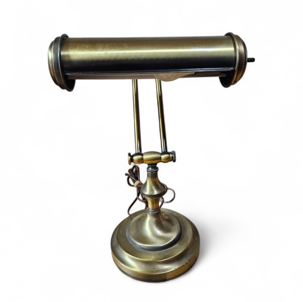Vintage Brass Bankers Desk Lamp Adjustable Arm Piano Light Mid Century Office
